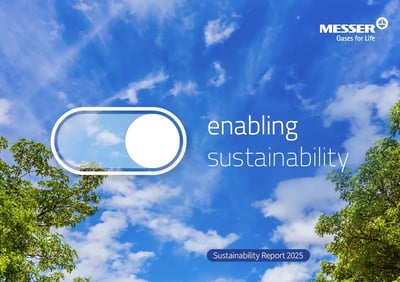 Cover 2025 sustainability report Messer titled enabling sustainability